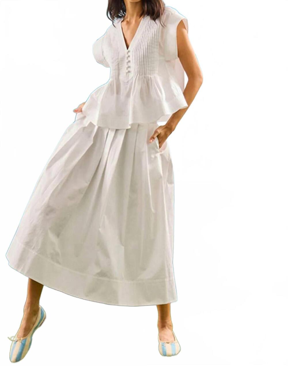 NEW HUNTER BELL lola v-neck top in white